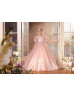 Puff Sleeves Beaded Lace Tulle Flower Girl Dress With Horsehair Hem